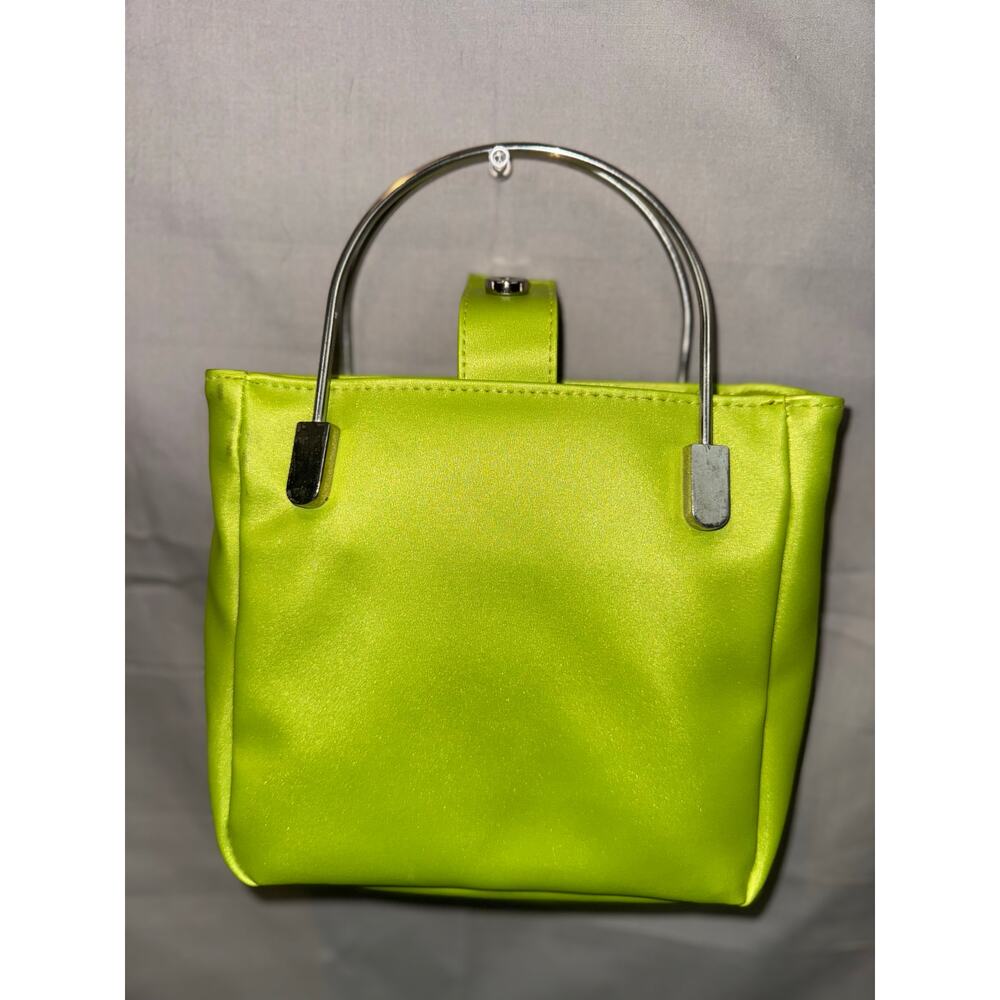 LA RUE Lime Green Purse with Metal Handles